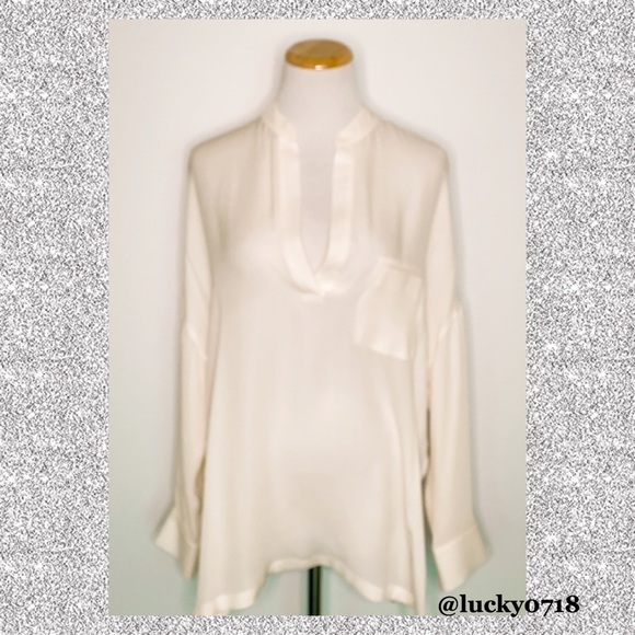 Vince NWOT Ivory Silk Half Placket Blouse Sz S - Picture 3 of 6